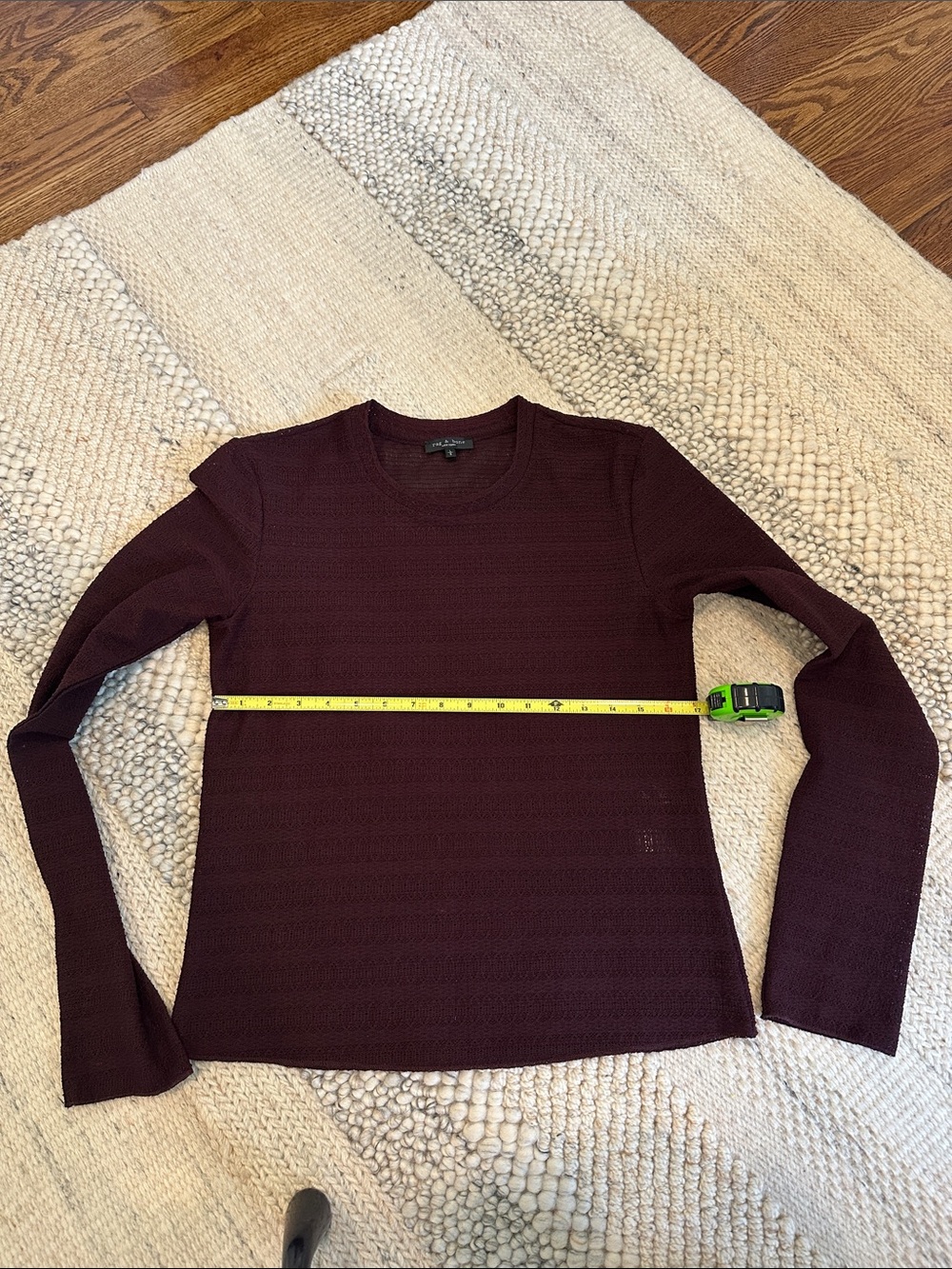 Rag&bone Long Sleeve Crewneck Top in Deep Burgundy